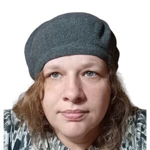 Woman Within Women's Classic Fleece Beret Hat Cap Gray 10" Long